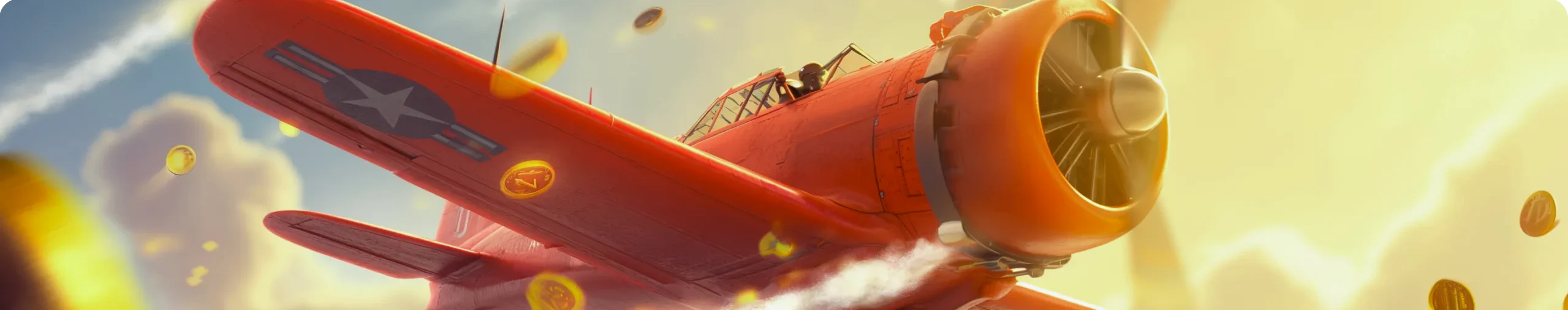 Aviator game hero image with plane flying up
